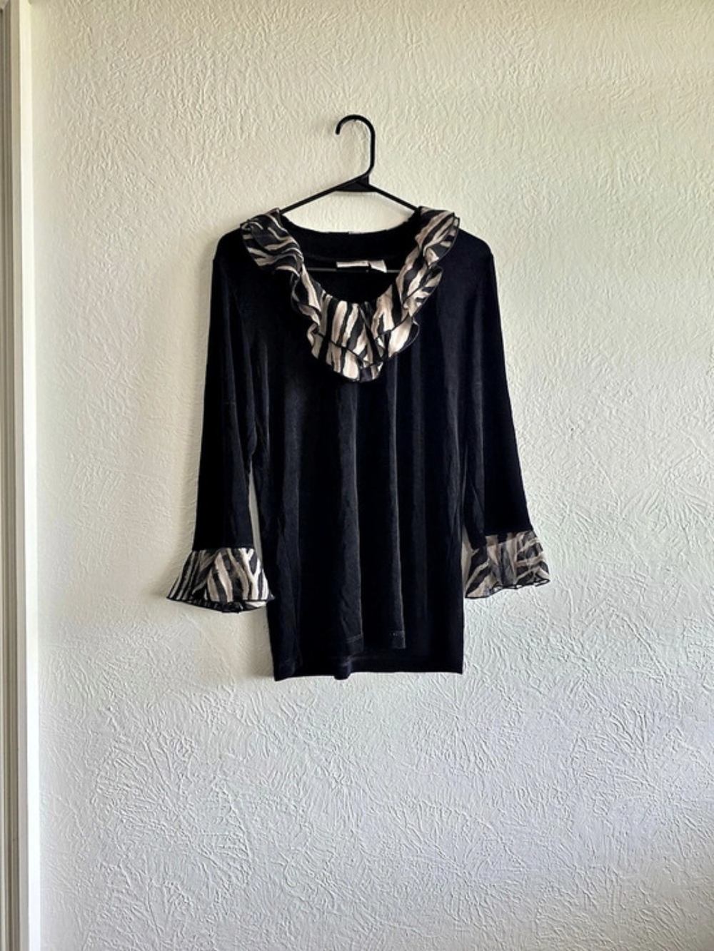Mobwife Chico Zebra Animal Print Ruffle Tunic Size Small
